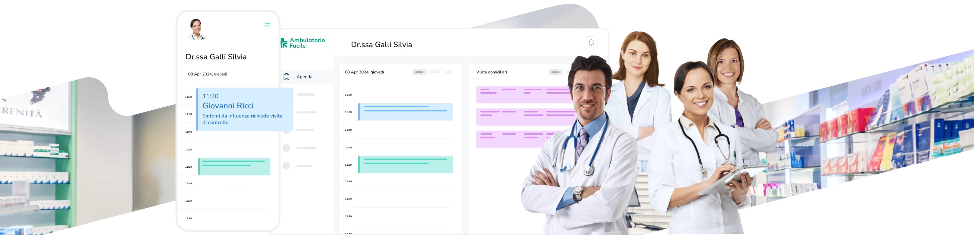 Ambulatorio Facile: il software gestionale con agenda digitale, dashboard e coordinamento del personale, su telefono e desktop