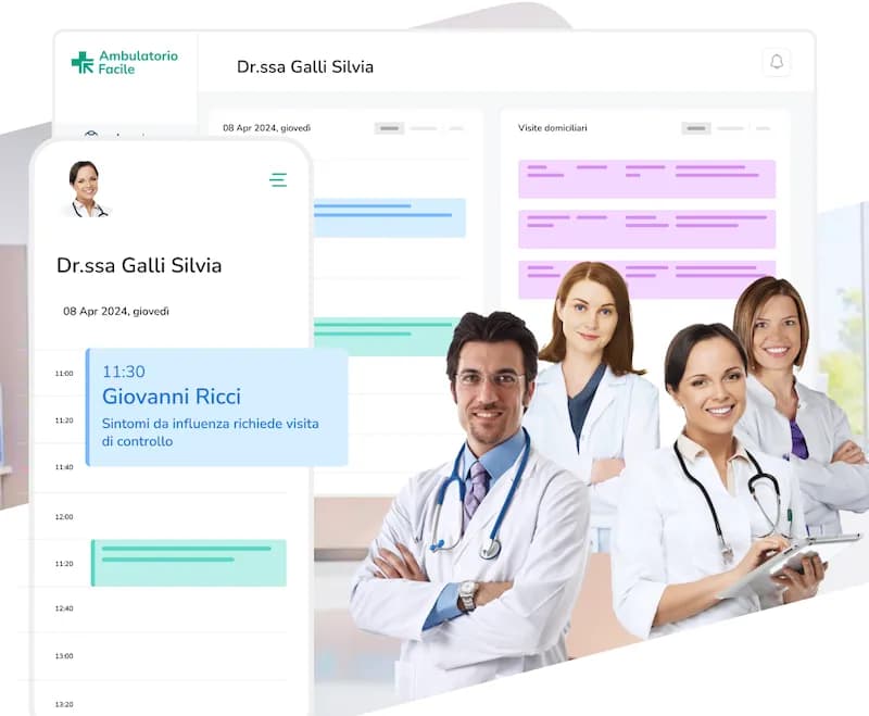 Ambulatorio Facile: il software gestionale con agenda digitale, dashboard e coordinamento del personale, su telefono e desktop